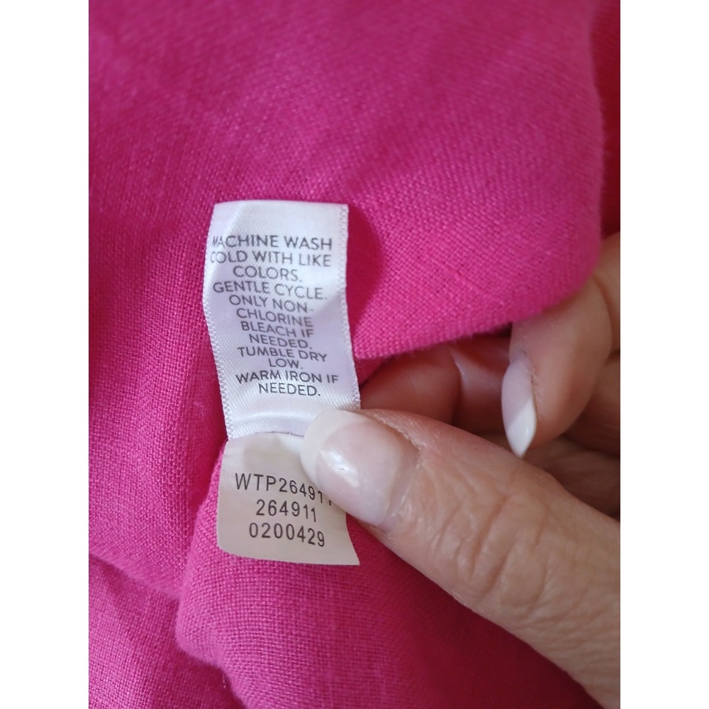J. Jill Lovelinen Pink Linen Top 3/4 Sleeve  Casual Lightweight Blouse Large - Picture 7 of 7